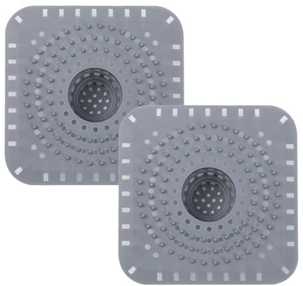 THXFUNAREA Filtro Doccia Capelli,2 pezzi,in silicone, per doccia,doccia, con ventosa,universale,in silicone, per vasca da bagno,lavandino e cucina,anti-intasamento contro capelli e odori(Grigio)