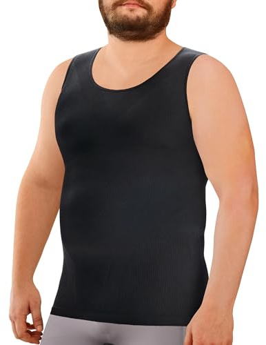 Nebility Shapewear Men Compression Shirts - Sleeveless Slimming Undershirts Tummy Control Body Shaper Tank Top Black