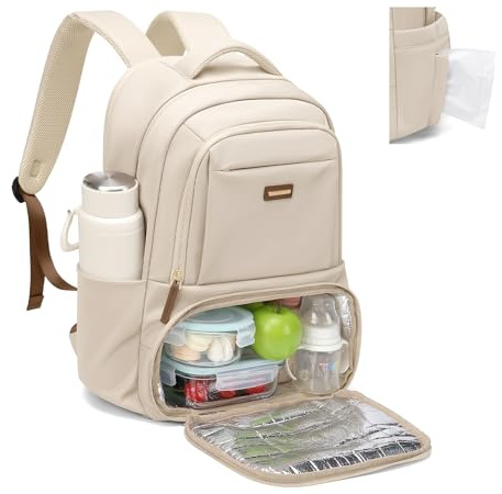 GOLF SUPAGS Termisk Lunchryggsäck, Ryggsäckar för PC 16 tum, Lunchryggsäckar med Isolerat Lunchfack, för Resa Skola Arbete Picknick, Aprikos, 16 Pollici