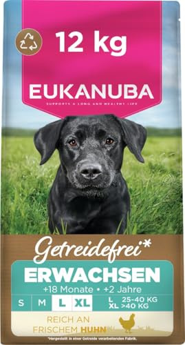 Eukanuba Croquettes Premium sans Céréales pour Chien Adulte de Race Petite et Moyenne– Riche en Poulet - Hypoallergénique – Glucosamine Calcium- 12 kg
