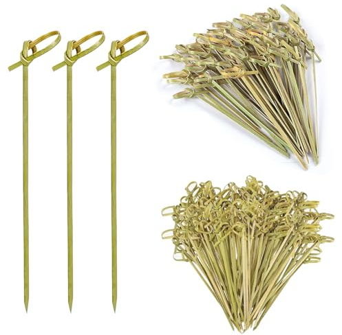200-Piece Bamboo Skewers with Decorative Loops for Elegant Food Presentation and Party Serving