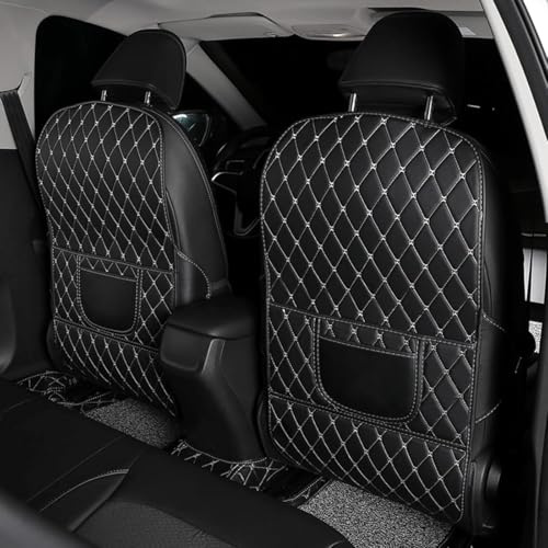 Woniyal 2 Pièces Protection de Dossier Siège Voiture pour Tesla Model Y Juniper 2025 2026, Coussinets Anti-Coups de Pied en Cuir Tapis de Protection Arrière,A