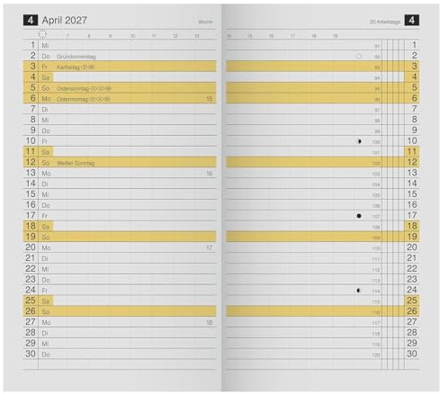 rido/idé Kalender Monats-Ersatzkalendarium Mod. M-Planer 2027 | 8,7×15,3 cm, Karton, weiß