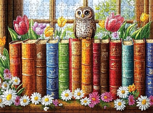 Pussel 6 000 delar, träpussel vuxen uggla bok impossibla klassiska pusselbitar 179,5 x 105,5 cm, familjespel, pussel stressminskning tankespel, pusselälskare w0-571