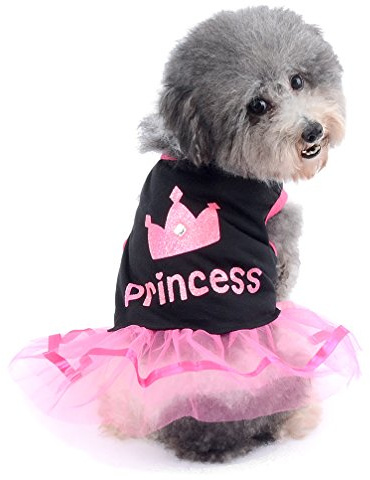 Ranphy Petit Chien Chat Jupe Chihuahua Vêtements pour Filles Couronne Robe de Princesse Chiot Chemise d'été, Rose Et Blanc