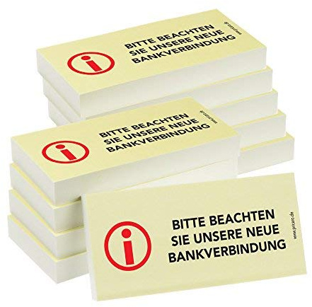 PRICARO Haftnotizen Neue Bankverbindung, 100 Blatt, 10 Stück