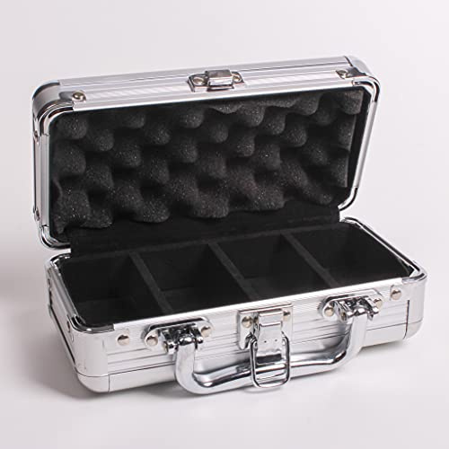Traditional Silver Empty Poker Chip Plaque Case | Holds up to 40 Pieces | Includes Handle and Dividers