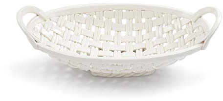 Panera Cesta Blanco 15x8 cerámica Earthenware Decorativo Cuenco con Toalla
