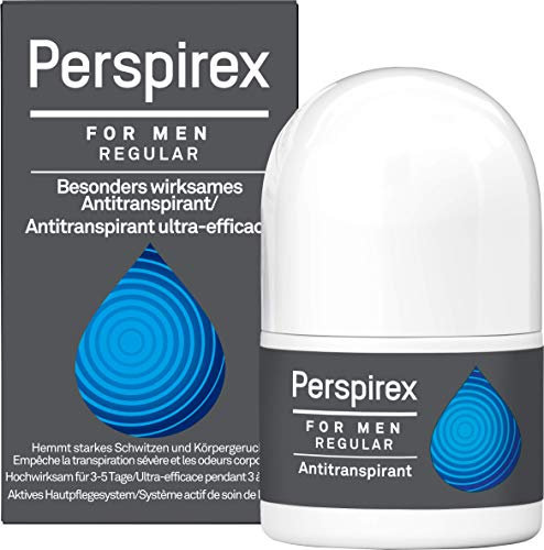 PERSPIREX For Men - Antitraspirante Roll-On 20 ml Efficace Contro il Sudore Sotto le Ascelle, Formula Innovativa a Lunga Durata, Delicato sulla Pelle, Comodo e Facile da Trasportare (20ml, Regular)