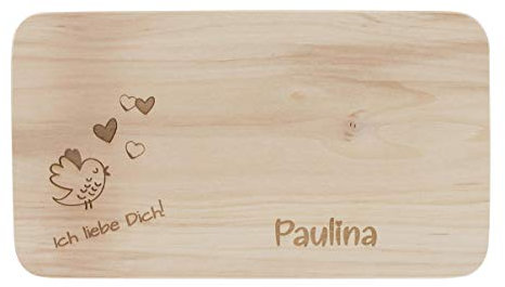 LASERHELD | Brotzeitbrett Holz mit Gravur “Ich liebe Dich” | 22 x 12 cm | Frühstücksbrettchen Holz Schneidebrett Jausenbrett | Geschenk zum Jahrestag für Paare