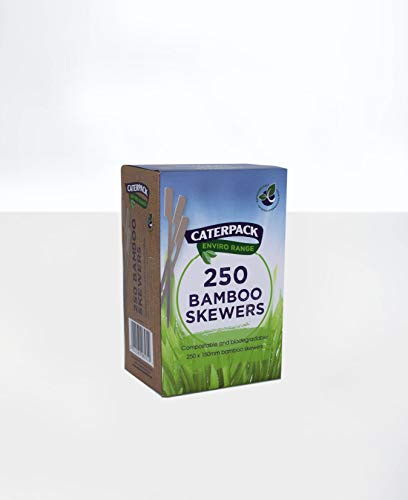 Caterpack Enviro Bamboo Skewers, 150mm, 250 Pack, Fully Recyclable and Biodegradable. 100% Bamboo, Splinter Free Smooth Texture. Perfect for BBQ's/Parties/Food Services. Eco-Friendly.