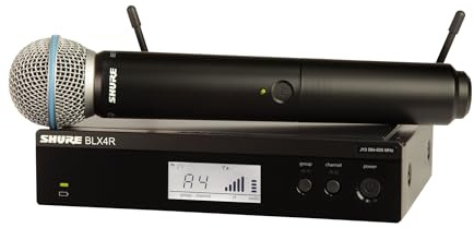 Shure BLX24R/B58 UHF - Sistema de micrófono inalámbrico UHF Iglesia, Karaoke, Voz - Duración de la batería de 14 Horas, Rango de 300 pies | Micrófono Vocal de Mano Beta 58A, Receptor