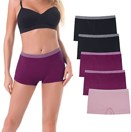 Ruxia Women's Boyshort Panties Seamless Underwear No Show Cheeky Panty Soft Stretch Boxer Briefs