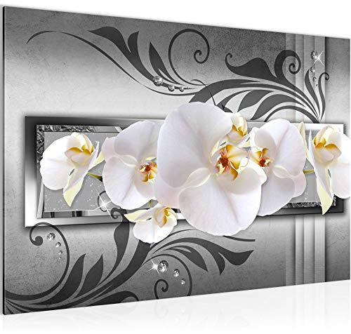 Runa Art Bild Blumen Orchidee Modern Wandbilder Wohnzimmer 1 Teilig - Made In Germany - Abstrakt Schwarz Weiss Flur 206215c