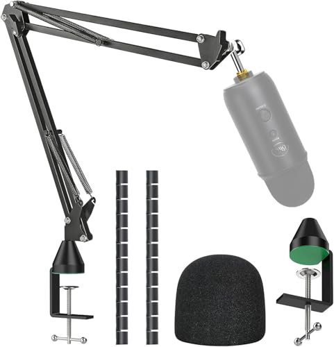 YOUSHARES Mikrofonständer mit Schaumstoffabdeckung – Mikrofonarm Ständer Pop Filter kompatibel mit Blue Yeti Mikrofon