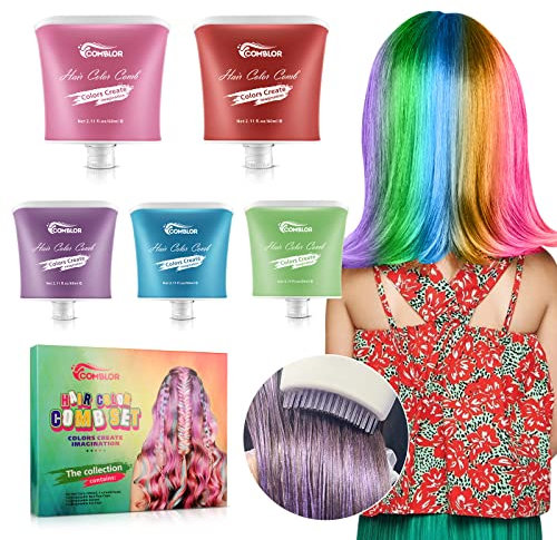 Haarfarbe Kreide Kamm, Haarfärbung für Kinder Temporäre Färben für Mädchen Sicherer Haarkreidekamm Party Christmas Neues Jahr Tag der Kinder Halloween Cosplay…
