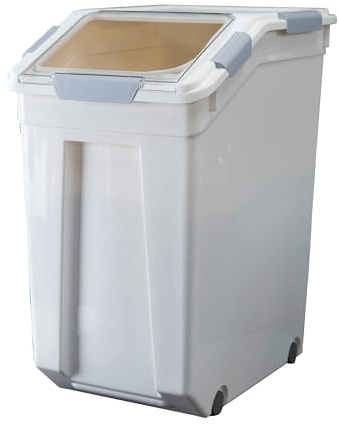 HANAMYA 33 Liter / 50 lbs Rice Storage Container with Measuring Cup, BPA free, For Rice | Grain | Pet Food | Flour, 1 count, White