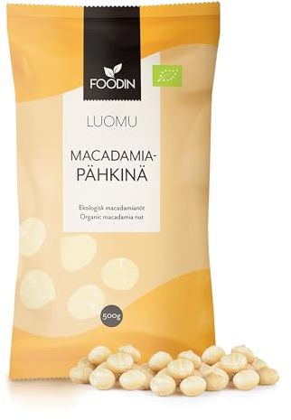 FOODIN Noci di Macadamia Biologiche 500g – Frutta secca cruda e naturale, senza glutine e vegana. Ricche di grassi insaturi, ideali come snack o per ricette dolci e salate