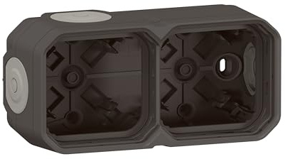 LEGRAND, Plexo New Feuchtraum Aufputzdose 2-fach, Aufputzgehäuse, 3 Membranen, 1 Kabelzugang, horizontal und vertikal installierbar, Farbe: Anthrazit, 069602L