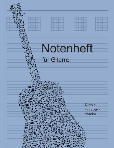 gitarren notenheft: Gitarren Tabulatur Notenheft: Tabulatoren für Gitarristen| Noten, Accorde & Melodien in TAB notieren | Eigenes Inhaltsverzeichnis | Gitarre Zubehör | 140 Seiten DIN-A 4