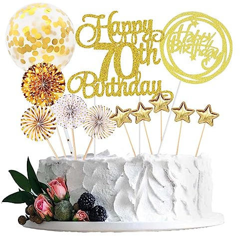 Jxuzh Lot de 70 Décorations de Gâteau pour 70 Ans - Noir - Anniversaire Femme