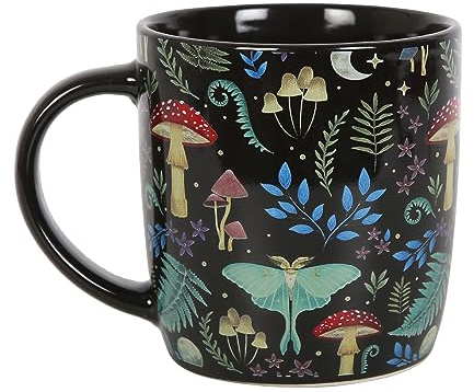 Ensemble de tasses Enchanting Morning : mug imprimé forêt sombre + carnet A5 Forest Bee + carnet Luna Moth A5 | Mystique, fantaisiste et passe au lave-vaisselle/micro-ondes | Capacité de 340 ml |