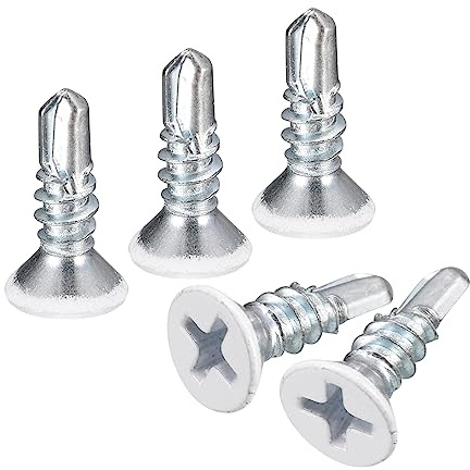 QUARKZMAN #8 x 1/2 Bianco Viti Autofilettanti Viti, 100pz Metallo Piatta Testa Croce Viti per Legno per Falegnameria Testa Piatta Phillips Universale