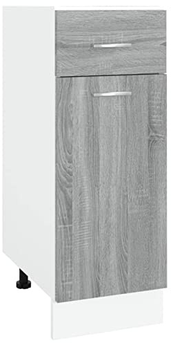 Tidyard Unterschrank mit Schublade Küchenschrank Küchenzeile Küchenmöbel Spülenunterschrank Küchenunterschrank Schrank Grau Sonoma 30 x 46 x 81,5 cm (B x T x H) Holzwerkstoff