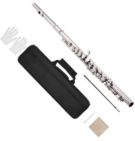 Konzertflöte, Kupfernickel, Vernickelt, 16 Löcher, C-Taste, Flöteninstrument Mit Gepolsterter Tasche Querflöte für Anfänger