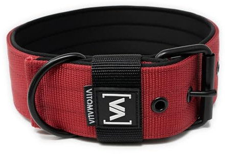 VITOMALIA® 5cm Breites Hundehalsband mit abstehender Neopren-Innenfütterung für Hunde, Schwarze Edelstahl-Dornschnalle, Hundehalsband große Hunde (5cm/M = 40cm-50cm, Bordeaux)