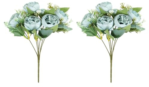PATIKIL 6 Ramo Artificiale Seta Peonia Ortensia Floreale 2 Pacco Finto Fiori Peonie Finte Decorazione Bouquet per Matrimonio Casa Decorazione Verde
