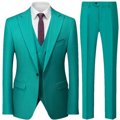 Herren-Business-Anzug-Set, einfarbig, lässig, 3-teilig, Hochzeitskleid, Blazer, Jacke, Weste, Hose, 3-teiliges Set Xian Lv, XXXL