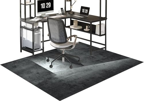XunZheng 120 x 160 cm Bürostuhlmatte | Grau | Teppich | Modern | Rechteckig | Hartboden