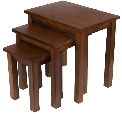 Kemtpase 3 Tischen in lackiertem Eichenholz-Finish Lampenständer aus Massivholz 2er-Set Holz Eiche