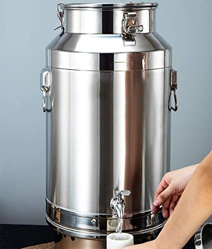 Edelstahl Milchfass 5L - 88L mit Aufsätzen - Versiegeltes Fass für Milch, Öl, Wein, Suppe Lagerung und Verteilung - Fermentationsfass für vielseitigen Einsatz