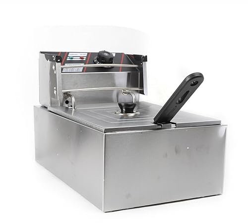 Friteuse électrique, 5,5 l, en acier inoxydable, pour gastronomie, zone froide, friteuse profonde, 2500 W, 5,5 l, avec thermostats et couvercle, pour frites ou collations, 60 à 200 °C