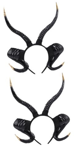 LIFKOME 2pcs Lightweight Comfortable Goat Horns Hairband Funny Halloween Headband Cosplay Accessory Party Headdress
