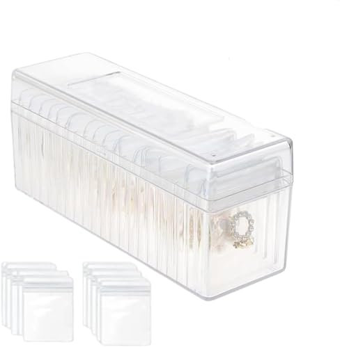 Jewelry Organizers & Containers, Clear Jewelry Storage Box with 20 Portable Anti-Tarnish, New Jewelry Box Organizer, Jewelry Bags, for Rings, Earrings, Necklaces(1pcs)