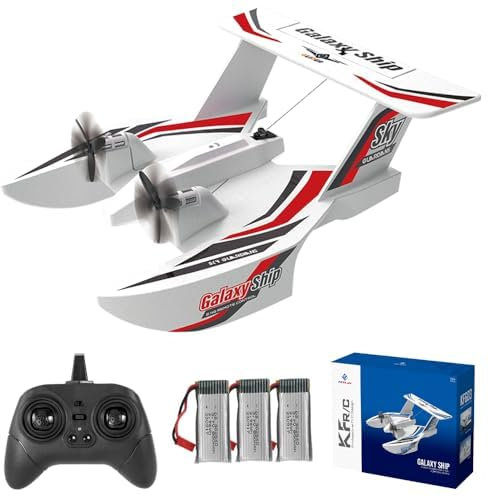 Teeggi RC Flugzeug KF603, Wasser-Land-Luft-Segelflugzeug, 2.4GHz EPP Ferngesteuertes Fliegen Modell für Kinder Geschenke für Anfänger, Kinder, Erwachsene, 3 Batterien(Rot)