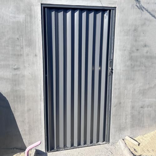 Porta a Soffietto Fienile Cancello Pieghevole Oscurante per Cortile, Porta a Soffietto Resistente con Serratura, Pannelli Metallici Porte Magnetiche Scorrevoli Esterno, Facile da Installare(23x39in (5