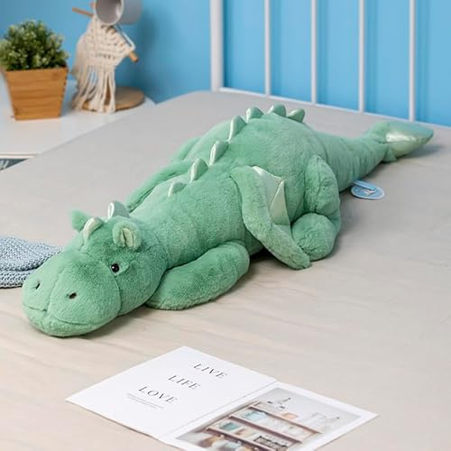 Leahaoe 5Lbs Weighted Dragon Stuffed Animal 35.4, Soft and Sturdy Weighted Pillow Plush for Kids and Adults, Medium Green Dragon Stuffed Animal