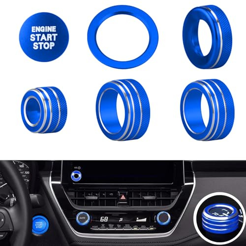 Tyifxom for Toyota Corolla 2023 2024 2025 2026 Air Conditioner, Mirror Knob Cover, Push Start Button Trim, Volume Knob Cover, Corolla Interior Trim (6pcs) (Blue)