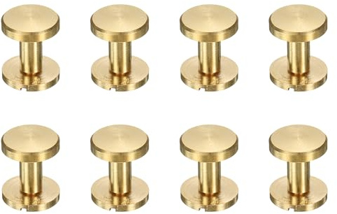 QUARKZMAN 8Pz Viti Chicago Ottone 12mm Altezza Vite a Testa Piatta Rivetti Legatura Chiodo Stud Rivetti Fissaggio per Artigianato Pelle Fai da Te Cintura Borsa Tracolla