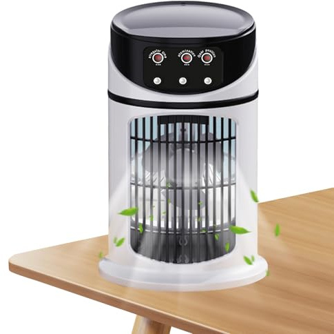 Enfriador de habitación, ventilador de mesa de agua – 3 velocidades de viento con luz LED para dormitorio, oficina, habitación infantil, camping, jardín, apartamento