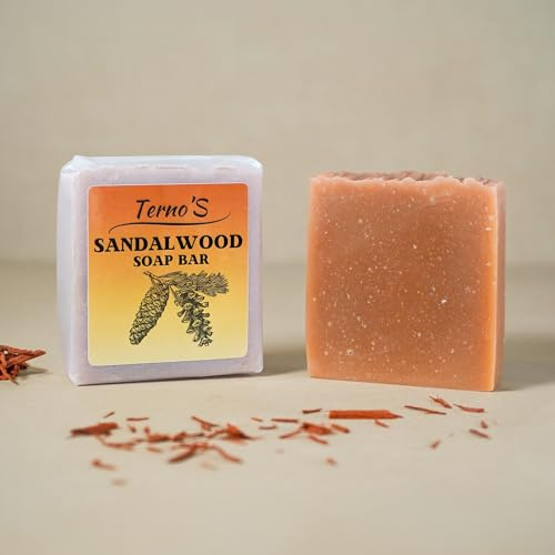 Terno’S Sandalwood Naturseife 100g – Handgemacht in Bayern mit Bio-Ölen – Vegan & Palmölfrei – Für Haare, Gesicht & Körper – Naturkosmetik bei empfindlicher Haut & Haar – Duft (Sandelholz)
