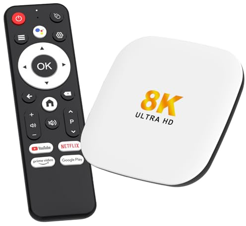 LEFFOT Android 14.0 TV Box 2025, M2 Plus 4K Ultra HD Smart TVBox, 4GB RAM + 128GB ROM, TV-Box Android con Control Remoto de Voz, 2.4G y 5G WiFi 6, BT 5.4, HDR10, Rockchip RK3528 Quad Core A53