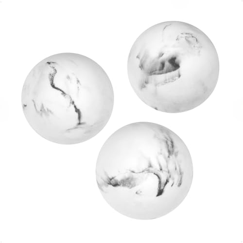Creative Scents White Marble Look 2.75” Small Decorative Balls for Bowls – Set of 3 Decorative Orbs Spheres for Coffee Table Centerpiece, Dining Table, Living Room - Modern Bowl Fillers for Home Décor