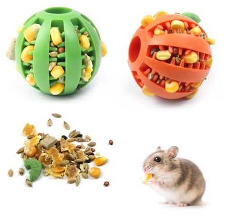 2 PCS Hamster Balls, Hamster Toy Enrichment Foraging Ball, Guinea Pig Maze Intellectual Toys Treat Balls, Snack Hidden Dispenser, Small Animals Slow Feeder for Guinea Pigs Rats Rabbits