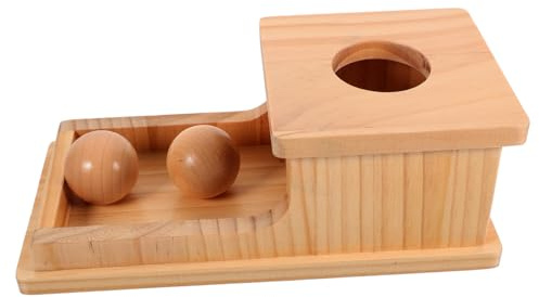 SOPOTUTU Caja de Madera para Lanzar Juguete Educativo Sensorial para Entrenamiento de Permanencia de Objetos Desarrollo Motriz y Coordinación Manual