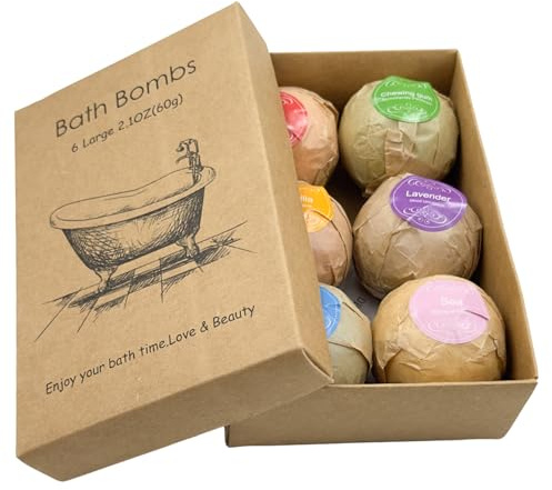 WYNK Bath Bombs Gift Set 6 Pack - Individually Wrapped Fizzy Bath Bombs with Floral Scent & Shea Butter for Soft Skin, Non-Staining Relaxing Aromatherapy Spa Bath